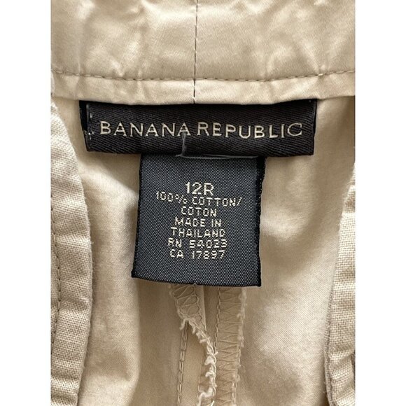 Banana Republic Women's Sz 12 Tan Pleated Cropped Ankle Pants 100% Cotton - Picture 5 of 7